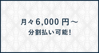 月々¥6,000〜分割払い可能！